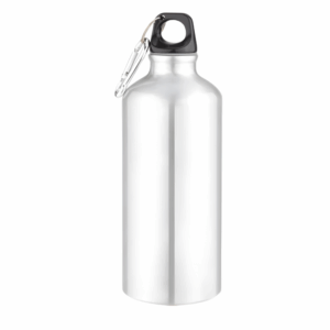 Aluminum Water Bottle With Carabiner - 20oz Silver