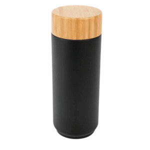 Full Color Stainless Steel Lexington Bottle With Bamboo Lid 16 oz Black