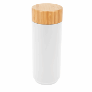 Full Color Stainless Steel Lexington Bottle With Bamboo Lid 16 oz White