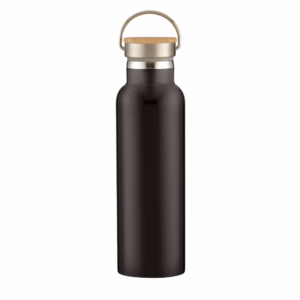 Full Laser Tipton Stainless Steel Bottle With Bamboo Lid - 21 oz Black