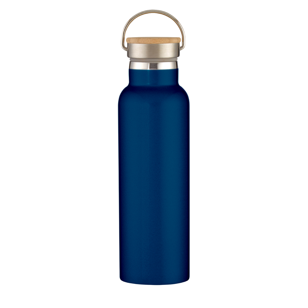 Full Laser Tipton Stainless Steel Bottle With Bamboo Lid - 21 oz Blue