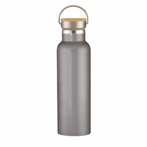 Full Laser Tipton Stainless Steel Bottle With Bamboo Lid - 21 oz Gray