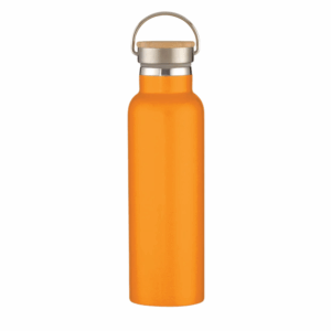 Full Laser Tipton Stainless Steel Bottle With Bamboo Lid - 21 oz Orange
