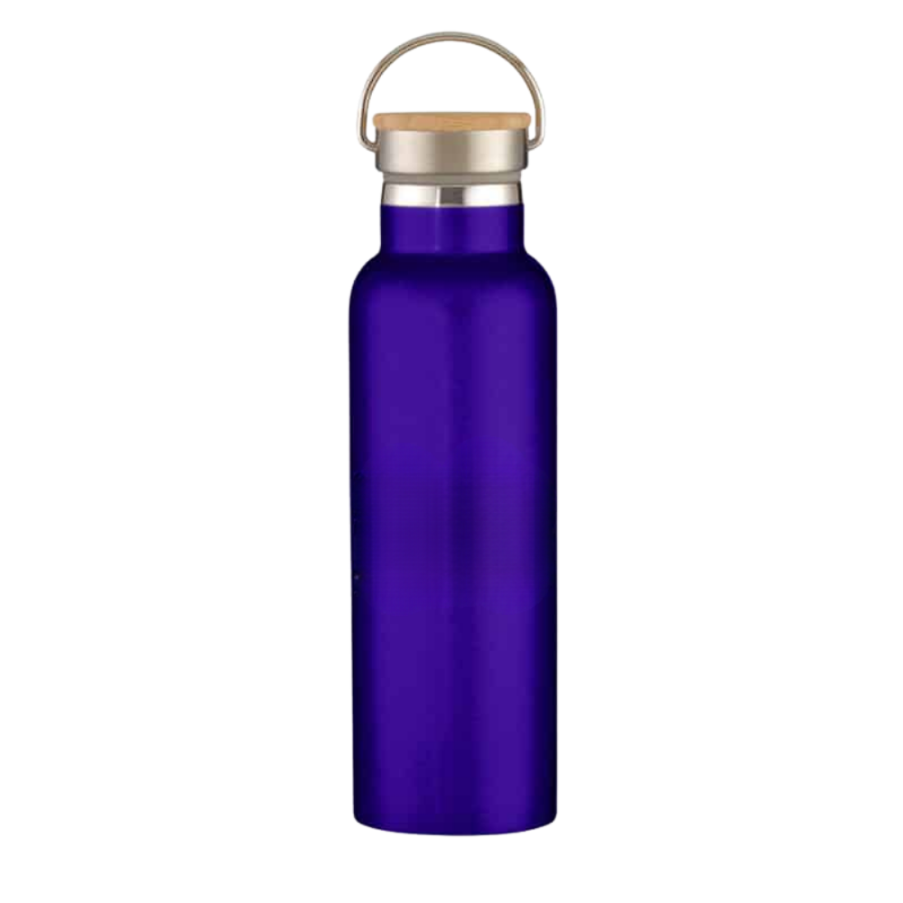 Full Laser Tipton Stainless Steel Bottle With Bamboo Lid - 21 oz Purple