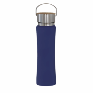 Hampton Stainless Steel Bottle With Bamboo Lid 25 oz Navy Blue