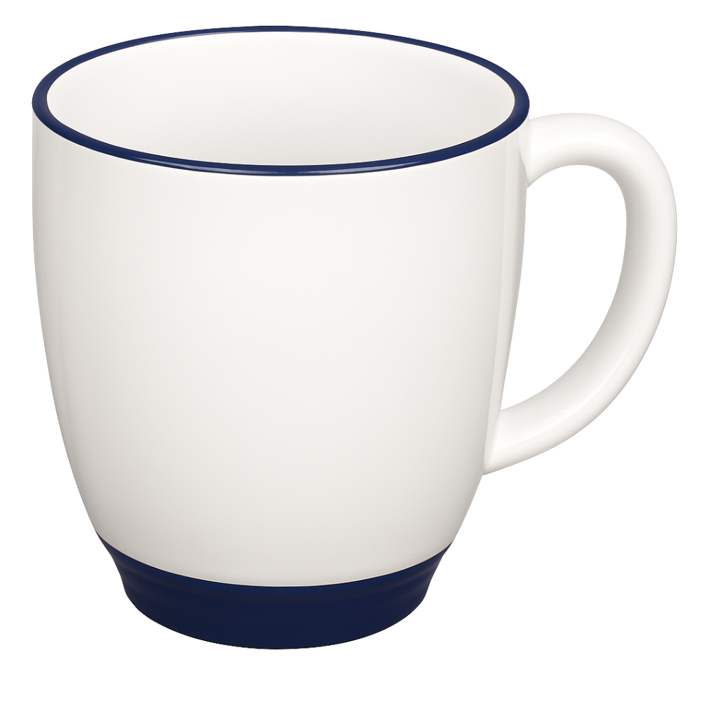 Heartland Bistro Mug 1776 - 16 oz White - Cobalt Lip & Base