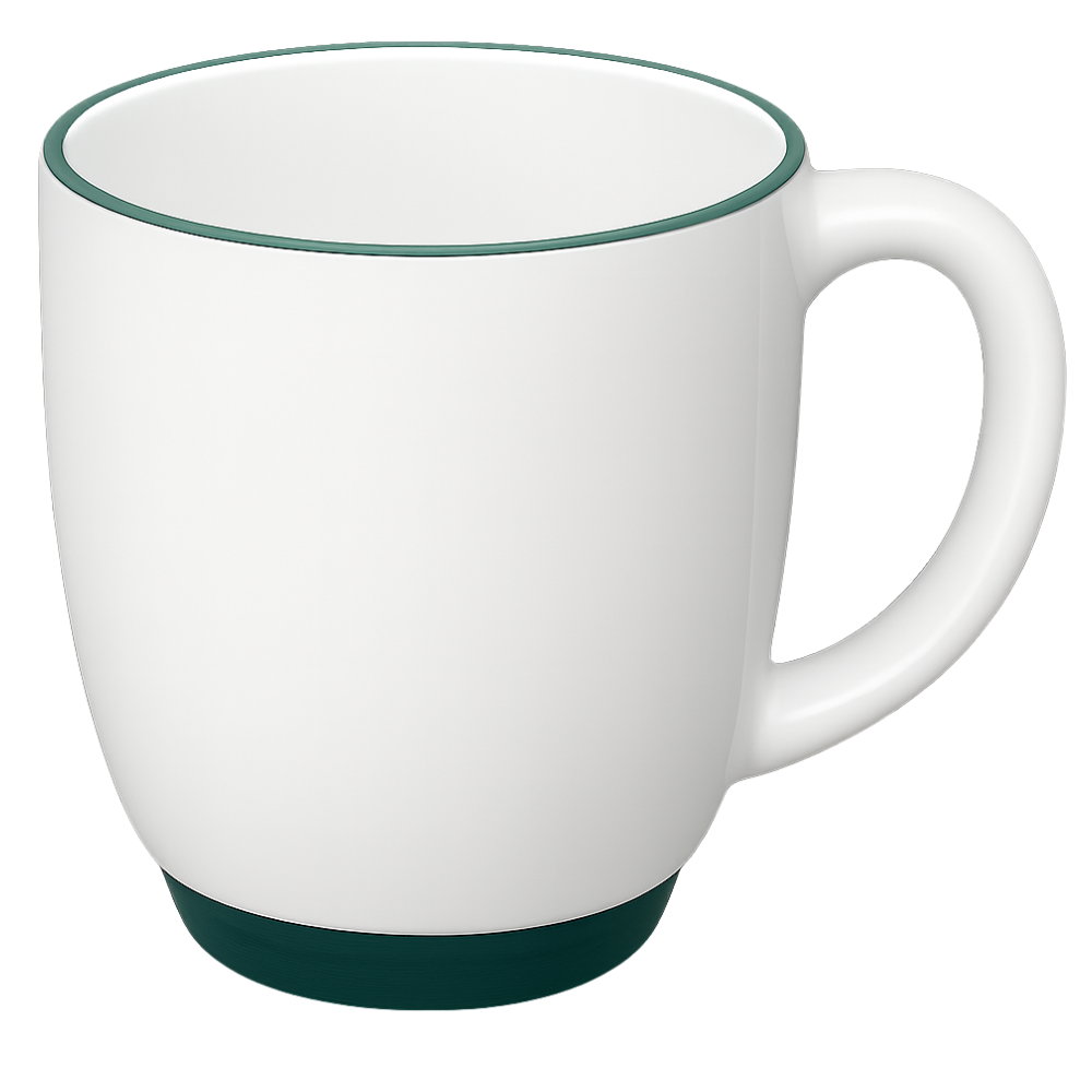 Heartland Bistro Mug 1776 - 16 oz White - Green Lip & Base