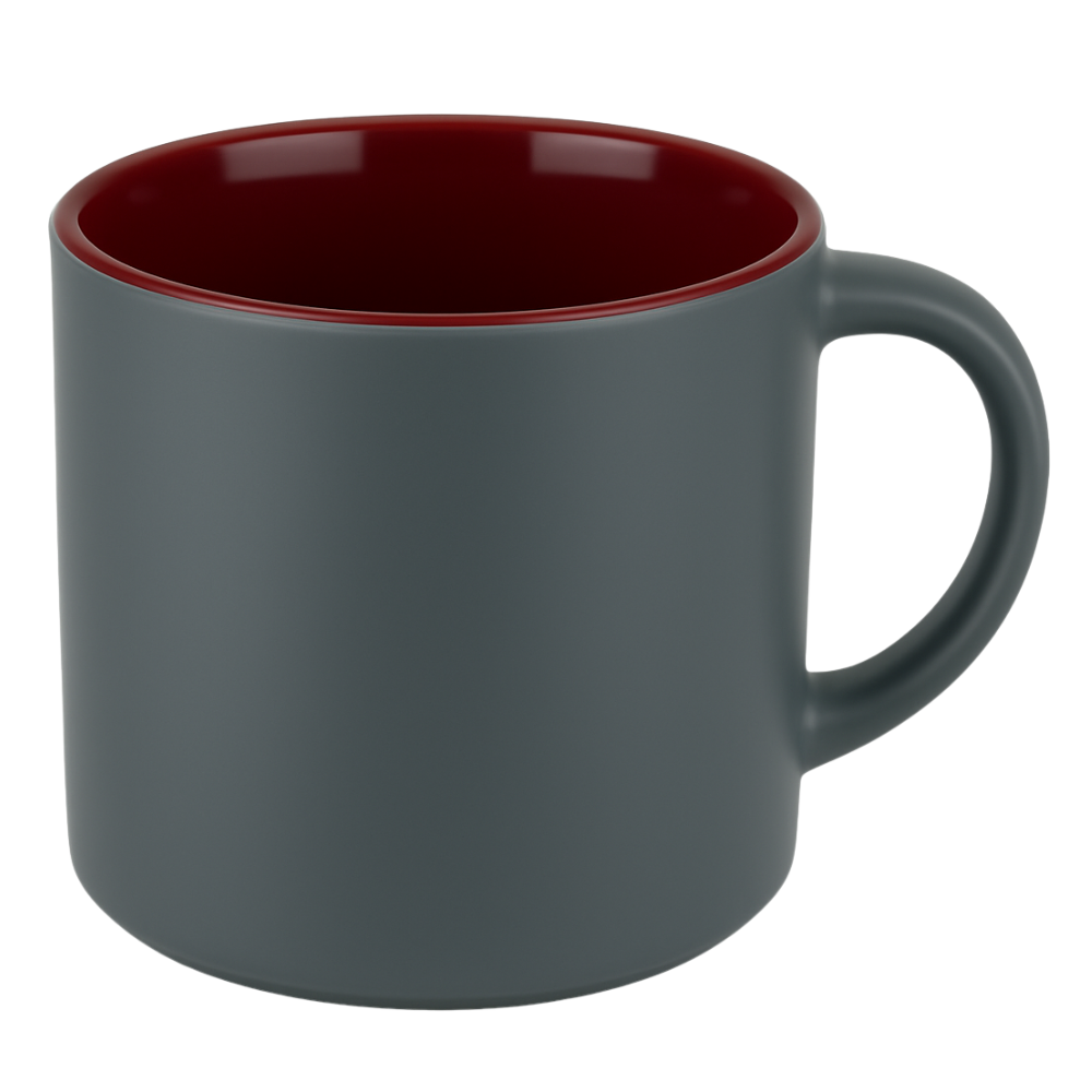 Norwich™ Stacking Mug 959 - 16 oz Burgundy In Gray Satin Out