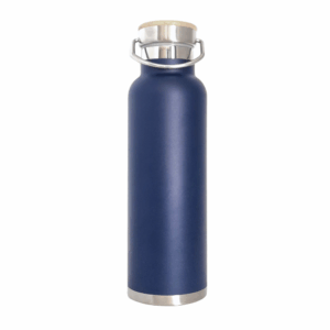 20 oz Stainless Steel Double Wall Bottle with Bamboo Lid Blue