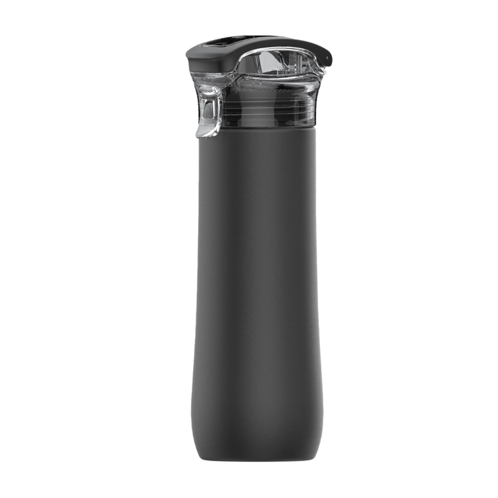 23 oz Stainless Steel Double Wall Sports Bottle with Folding Handle Black
