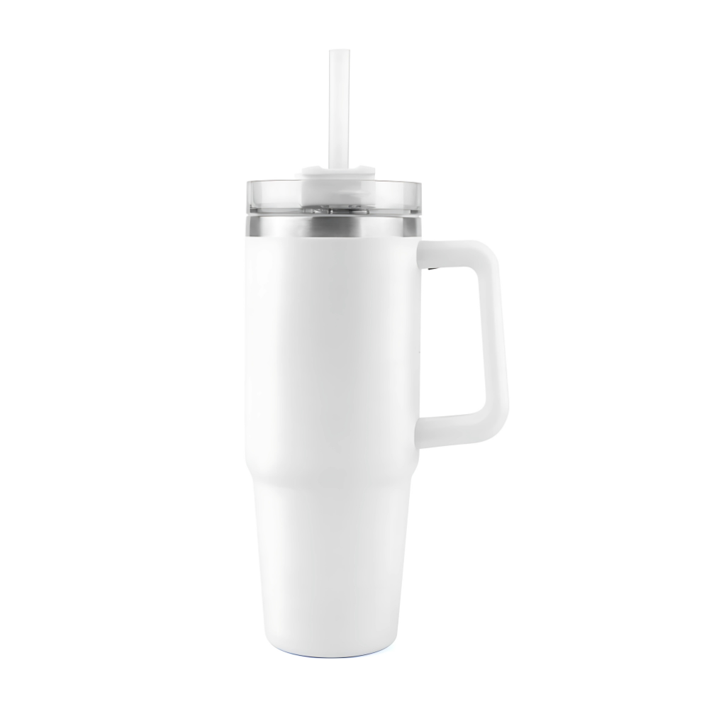 40 oz Stainless Steel Double Wall Mug with Lid White